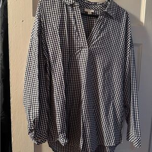 J. Jill Navy and White Gingham Shirt